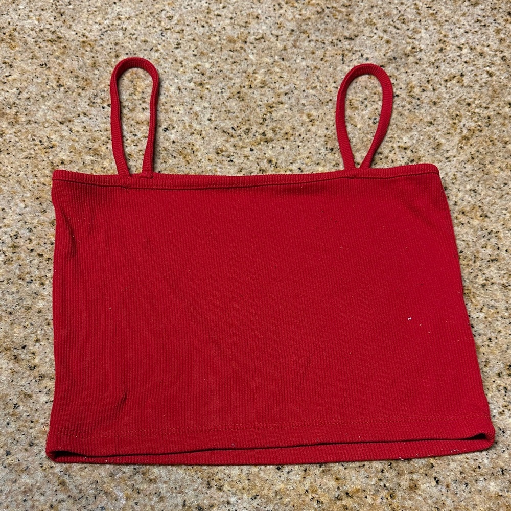 Brandy Melville Red Ribbed Crop Top